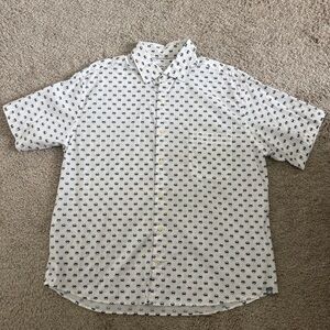 Peter Millar White Short-Sleeve Button-Down with Blue Anchor Print